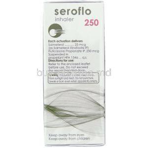 Seroflo, Generic Advair, Salmeterol/ Fluticasone Xinafoate 25 mcg/ 250 mcg 120 md Inhaler composition