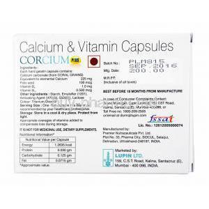 Corcium Plus, Calcium, Folic Acid, Vitamin B6 and Vitamin B12 manufacturer