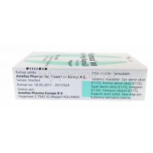 Flomax MR, 0.4mg 30 capsules, box side view with information