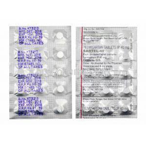 Sartel, Telmisartan 40mg tablets