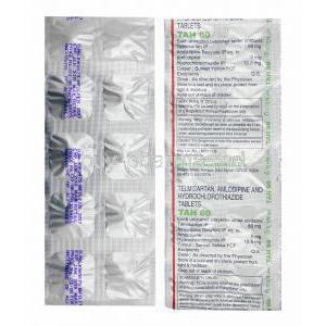 Tah, Telmisartan, Amlodipine and Hydrochlorothiazide 80mg tablets
