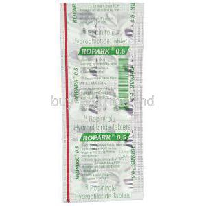 Ropak, Generic  Requip, Ropinirole 0.5 mg Tablet  packaging