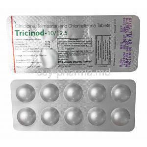 Tricinod, Telmisartan, Cilnidipine and Chlorthalidone 12.5mg tablets