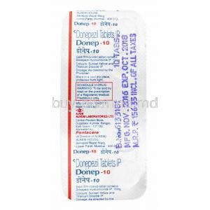 Donep, Donepezil 5mg tablets back