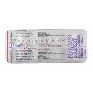 Oxring, Oxcarbazepine 150mg tablets back