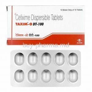 Taxim-O DT, Cefixime 100mg box and tablets