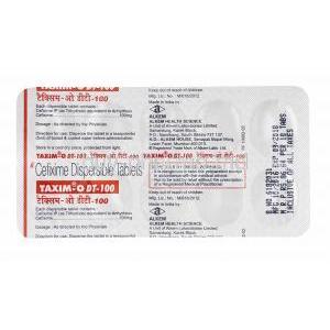 Taxim-O DT, Cefixime 100mg tablets back