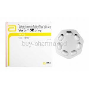 Vertin OD, Betahistine 24mg box and tablets