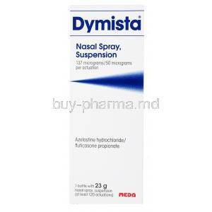 Dymista Nasal Spray, 137cmg/50mcg, 23g, box front presentation