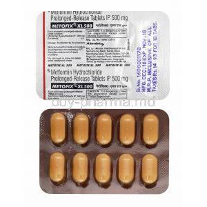Metofix-XL, Metformin 500mg tablets