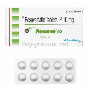 Rosave, Rosuvastatin 10mg box and talets