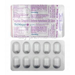 Trivogo, Glimepiride 2mg. Metformin 500mg and Voglibose 0.2mg tablets