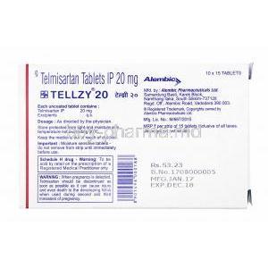 Tellzy, Telmisartan 20mg manufacturer