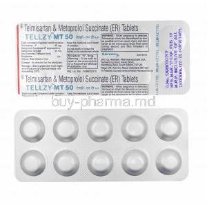 Tellzy-MT, Telmisartan and Metoprolol Succinate 50mg tablets