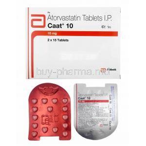 Caat, Atorvastatin 10mg box and tablets