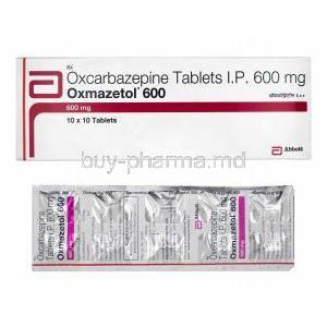 Oxmazetol, Oxcarbazepine 600mg box and tablets