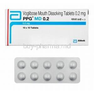 PPG MD, Voglibose 0.2mg box and tablets