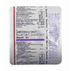 Secnil Kit, Fluconazole, Azithromycin and Secnidazole tablets back