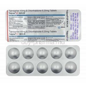 Telpres CT, Telmisartan 40mg and Chlorthalidone 6.25mg tablets