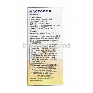 Macpod Oral Suspension, Cefpodoxime 50mg composition