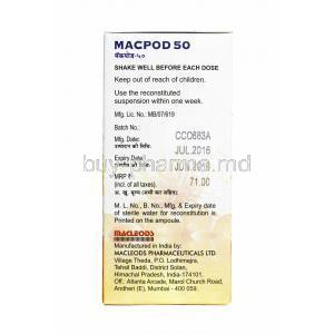 Macpod Oral Suspension, Cefpodoxime 50mg manufacturer