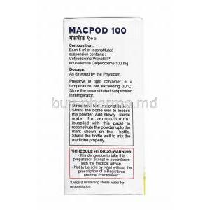 Macpod Oral Suspension, Cefpodoxime 100mg composition