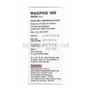 Macpod Oral Suspension, Cefpodoxime 100mg manufacturer