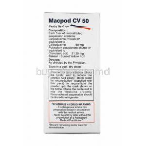 Macpod CV Oral Suspension, Cefpodoxime and Clavulanic Acid composition