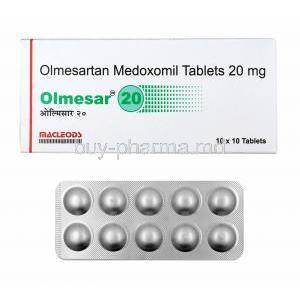 Olmesar, Olmesartan 20mg box and tablets