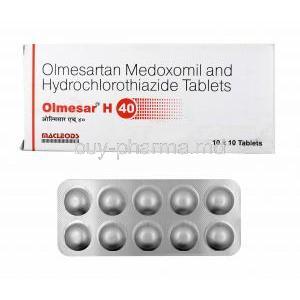Olmesar H, Hydrochlorothiazide and Olmesartan 40mg box and tablets