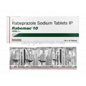 Rabemac, Rabeprazole 10mg box and tablets