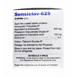 Sensiclav, Amoxicillin and Clavulanic Acid 625mg composition
