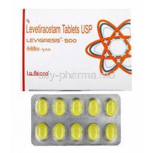 Levigress, Levetiracetam 500mg box and tablets