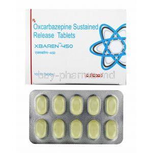 Xbaren, Oxcarbazepine 450mg box and tablets