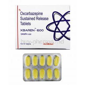Xbaren, Oxcarbazepine 600mg box and tablets