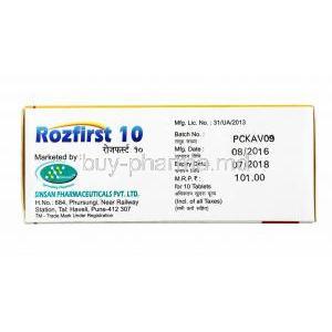 Rozfirst, Rosuvastatin 10mg manufacturer