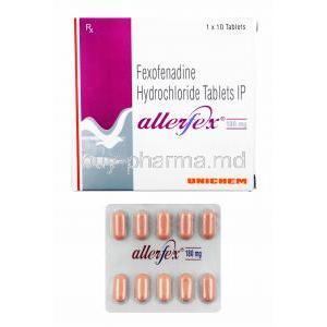 Allerfex, Fexofenadine 180mg box and tablets