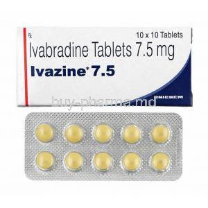 Ivazine, Ivabradine 7.5mg box and tablets