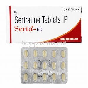 Serta, Sertraline 50mg box and tablets