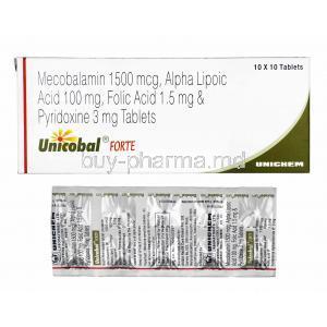 Unicobal Forte, Mecobalamin/ Alpha Lipoic Acid/ Folic Acid/ Pyridoxine