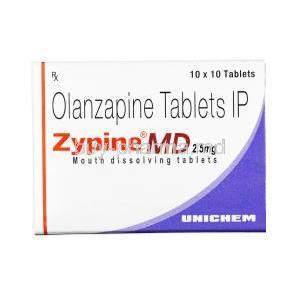 Zypine  MD, Olanzapine, 2.5 mg, Tablet, box