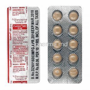 Zypine MD, Olanzapine 10mg tablets
