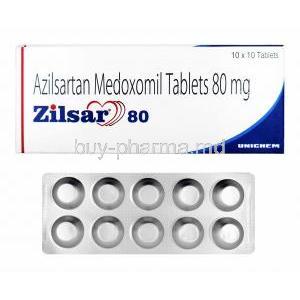 Zilsar, Azilsartan 80mg box and tablets