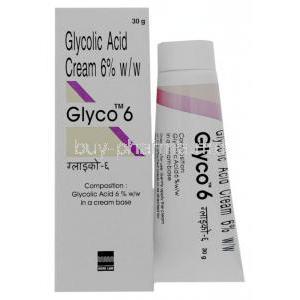 Glyco 6, Glycolic Acid  Cream box and tube