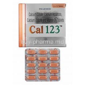 Cal 123, Calcium Citrate/ Calcium Aspartate/ Calciuim Orotate/ Vitamin D3