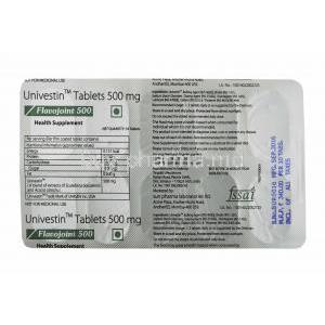 Flavojoint, Univestin 500mg tablets back