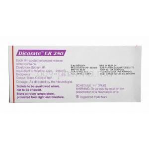 Dicorate ER, Divalproex 250mg composition