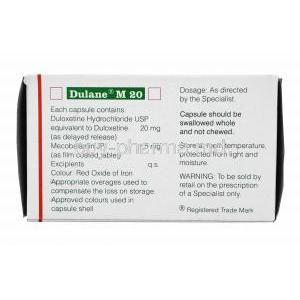 Dulane M, Duloxetine 20mg and Methylcobalamin 1.5mg composition