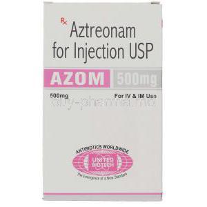 Azom, Generic Azactam,   Aztreonam 500 Mg Box