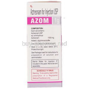 Generic Azactam,  Aztreonam 1 Gm Box Composition